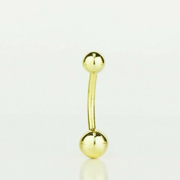 Solid 14k Yellow or White Gold Belly Button Ball Body Jewelry Piercing - Picture 4 of 7